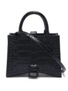 Matchesfashion.com Balenciaga - Hourglass Mini Crocodile-effect Leather Tote Bag - Womens - Black