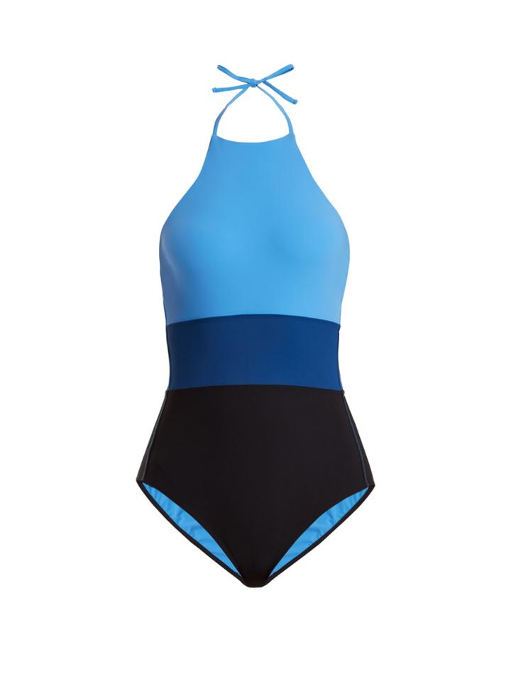 Diane Von Furstenberg Halterneck Striped Swimsuit