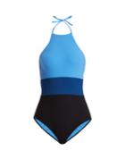 Diane Von Furstenberg Halterneck Striped Swimsuit