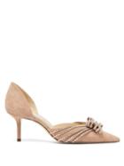 Matchesfashion.com Jimmy Choo - Katience Embellished Suede D'orsay Pumps - Womens - Nude
