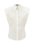 Isabel Marant - Enza Striped Silk-blend Poplin Sleeveless Shirt - Womens - White Multi