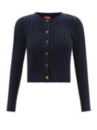 Ladies Rtw Staud - Sloan Cable-knit Cotton-blend Cardigan - Womens - Navy