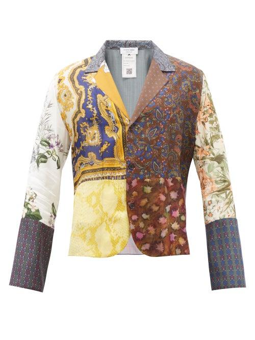 Marine Serre - Upcycled Patchwork-silk Blazer - Mens - Multi