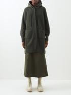 Moncler - Padded Ribbed-wool Hooded Cardigan - Womens - Khaki