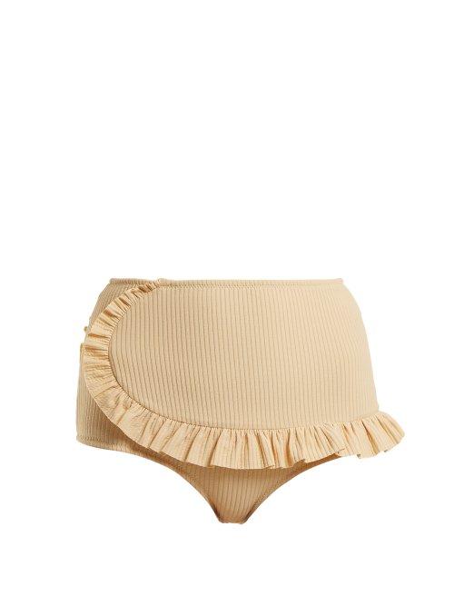Matchesfashion.com Made By Dawn - Traveler Ruffle Trimmed Bikini Briefs - Womens - Cream