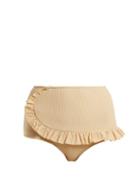 Matchesfashion.com Made By Dawn - Traveler Ruffle Trimmed Bikini Briefs - Womens - Cream