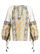 Matchesfashion.com D'ascoli - Samarkand Printed Cotton Blouse - Womens - Yellow Multi