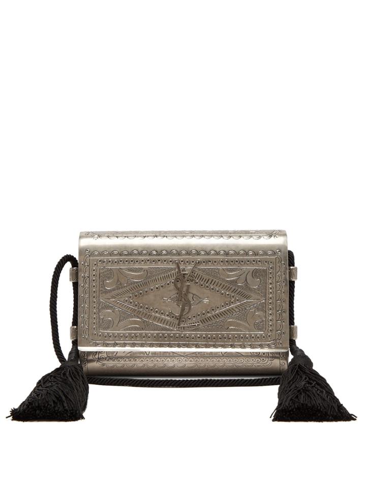 Saint Laurent Kate Engraved Metal Cross-body Bag