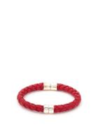 Matchesfashion.com Bottega Veneta - Single Intrecciato Woven Leather Bracelet - Mens - Red