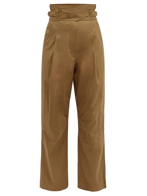 Matchesfashion.com Zimmermann - Ladybeetle High-rise Belted Trousers - Womens - Khaki