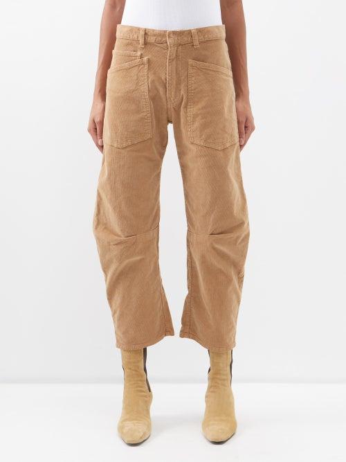 Nili Lotan - Shon Cropped Cotton-corduroy Trousers - Womens - Camel