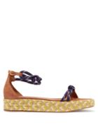 Matchesfashion.com Malone Souliers - Simona Rope Strap Flatform Suede Sandals - Womens - Tan Navy