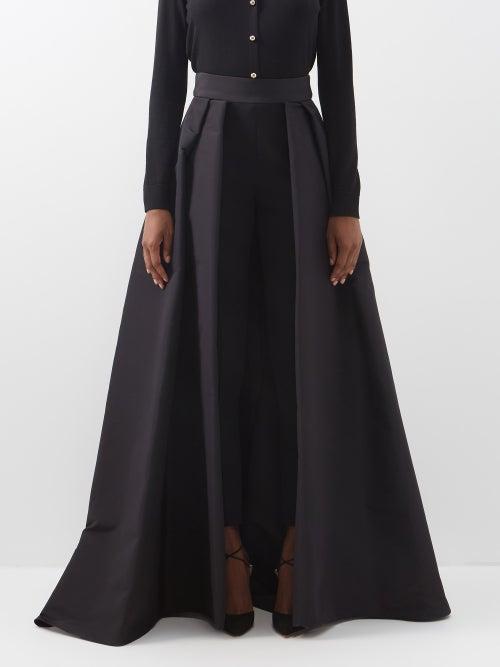 Carolina Herrera - Taffeta Overskirt Silk Trousers - Womens - Black