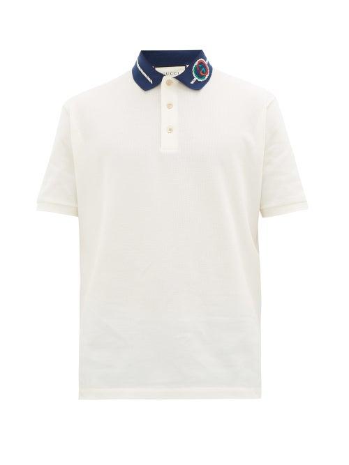Matchesfashion.com Gucci - Gg-rope Logo Cotton-blend Piqu Polo Shirt - Mens - White