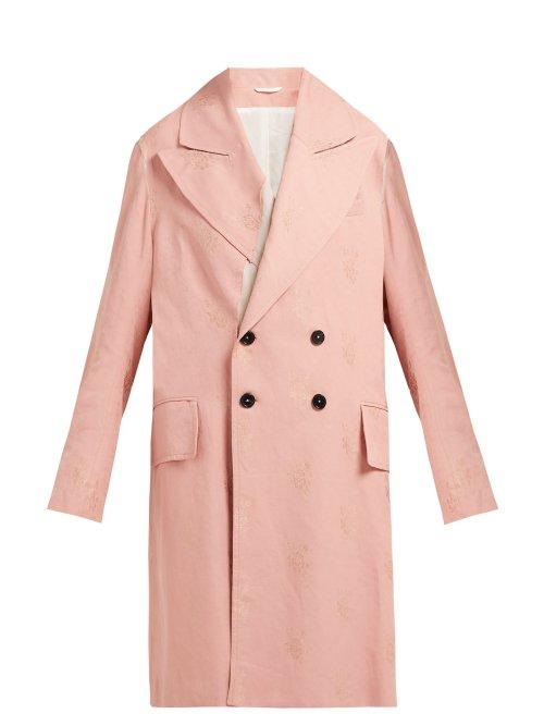 Matchesfashion.com Ann Demeulemeester - Alexa Rose Jacquard Oversized Cotton Blend Coat - Womens - Pink