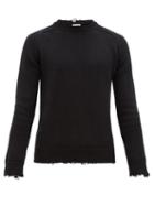Matchesfashion.com Saint Laurent - Distressed Cotton Sweater - Mens - Black