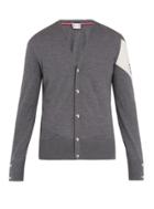 Moncler Gamme Bleu Contrast-panel V-neck Wool Cardigan