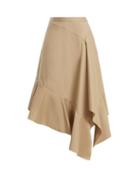Matchesfashion.com Palmer//harding - Asymmetric Fluted Hem Cotton Twill Midi Skirt - Womens - Beige