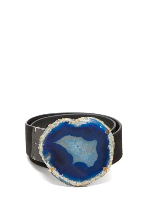 Matchesfashion.com Altuzarra - Agate-buckle Suede Belt - Womens - Black Blue