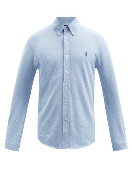 Matchesfashion.com Polo Ralph Lauren - Logo-embroidered Cotton-mesh Shirt - Mens - Light Blue
