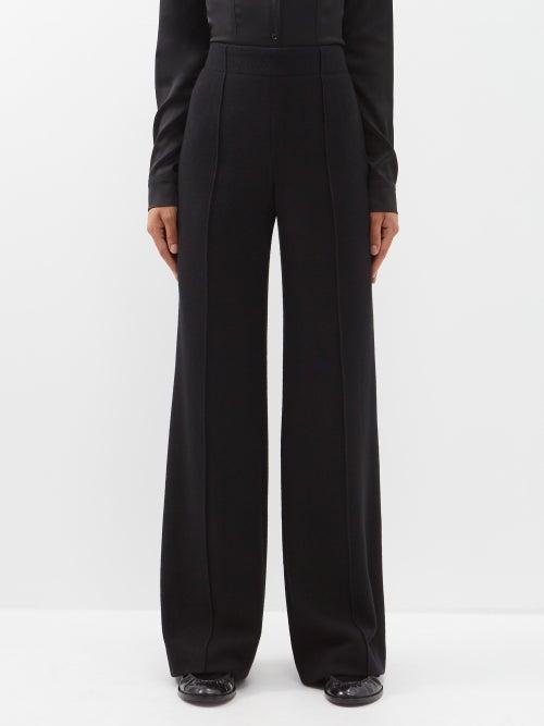 Chlo - Recycled Cashmere-blend Wide-leg Trousers - Womens - Black