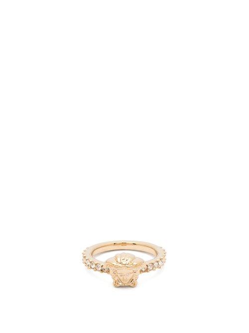 Matchesfashion.com Versace - Medusa Pav Crystal Ring - Womens - Gold