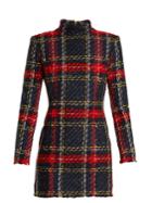 Balmain High-neck Checked Mini Dress