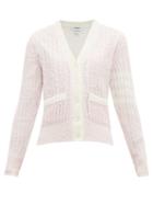 Matchesfashion.com Thom Browne - Open Knit Boucl Wool Blend Cardigan - Womens - Pink Multi