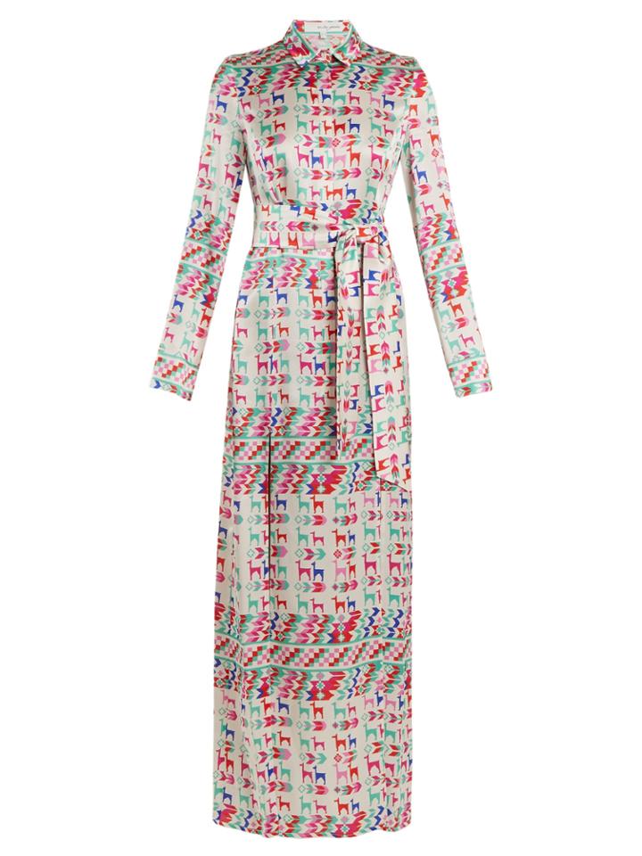 Galvan Andina Llama-print Silk-satin Shirtdress