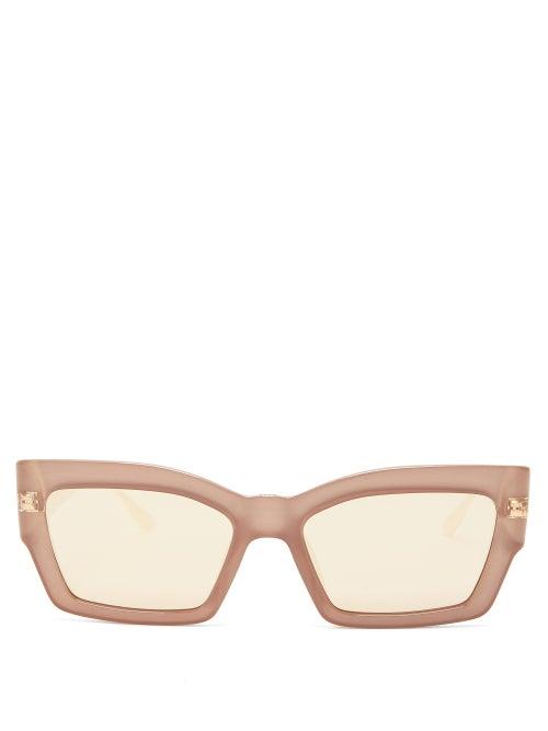 Matchesfashion.com Dior Eyewear - Catstyledior2 Mirrored Rectangular Sunglasses - Womens - Light Brown