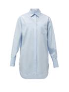 Matchesfashion.com Givenchy - Logo Embroidered Cotton Poplin Shirt - Womens - Light Blue