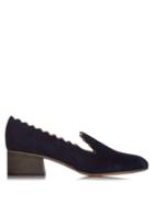 Chloé Lauren Scallop-edged Suede Loafers