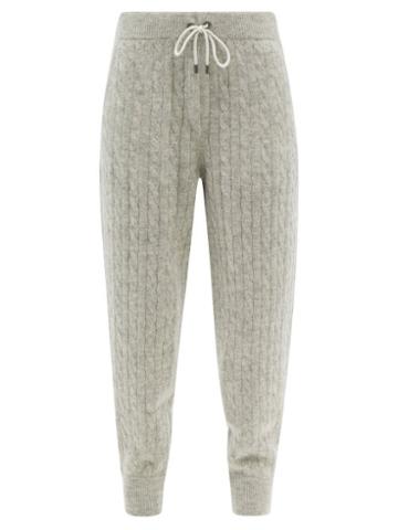 Ladies Rtw Brunello Cucinelli - Drawstring-waist Cable-knit Lam Track Pants - Womens - Light Grey
