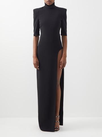 Monot - Padded-shoulder Crepe Dress - Womens - Black