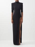 Monot - Padded-shoulder Crepe Dress - Womens - Black