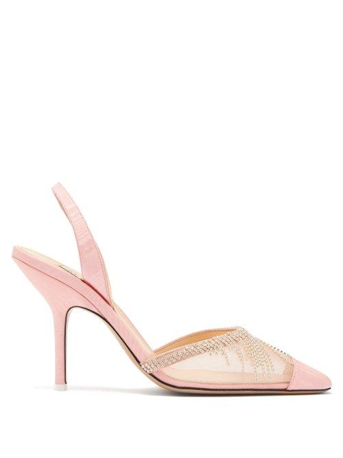 Matchesfashion.com The Attico - Mara Crystal Embellished Moire Pumps - Womens - Pink