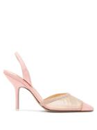 Matchesfashion.com The Attico - Mara Crystal Embellished Moire Pumps - Womens - Pink