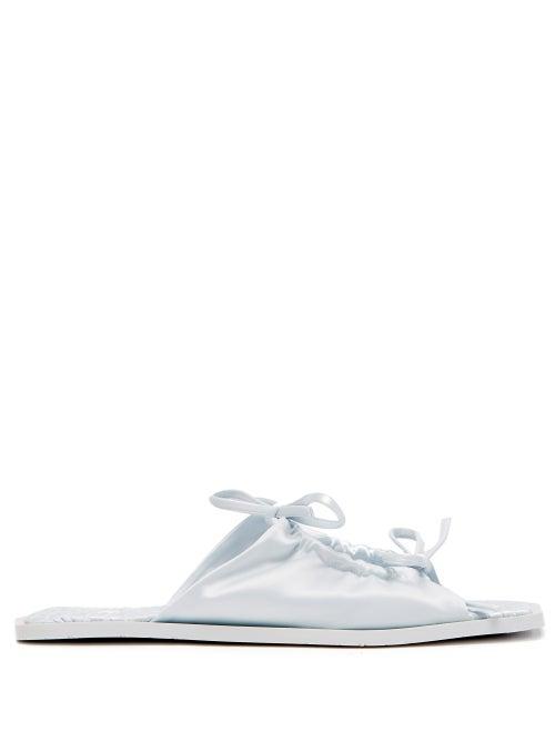 Matchesfashion.com Carlotha Ray - Adele Bow-tie Satin Sandals - Womens - Light Blue