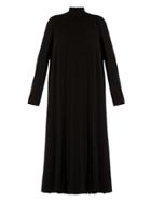 Valentino High-neck Pleated Double Silk-georgette Dress