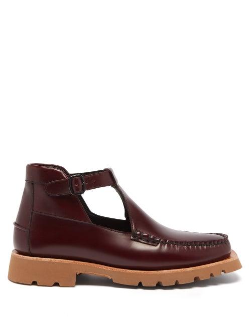 Hereu - Aileo Sport T-bar Leather Chukka Boots - Mens - Burgundy