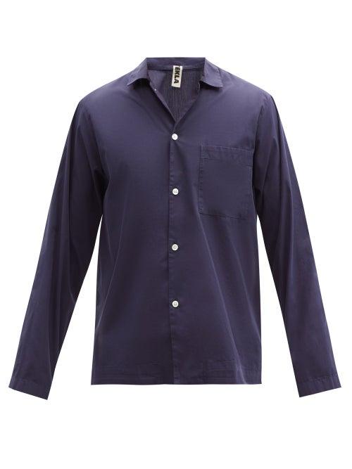 Mens Basics Tekla - Organic Cotton-poplin Pyjama Top - Mens - Navy