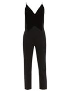 Matchesfashion.com Givenchy - Crystal Embellished Velvet And Wool Crepe Jumpsuit - Womens - Black
