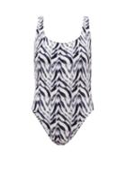 Matchesfashion.com Norma Kamali - Super Zebra-print Scoop-back Swimsuit - Womens - Blue Print