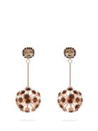 Matchesfashion.com Erdem - Crystal Embellished Floral Drop Earrings - Womens - Burgundy