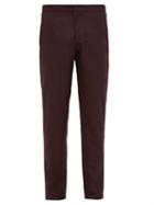 Matchesfashion.com Incotex - Slim Fit Flannel Trousers - Mens - Burgundy