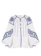Vita Kin Owl Cutwork-embroidered Linen Blouse