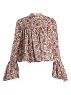 Matchesfashion.com Caroline Constas - James Floral Print Cotton Blouse - Womens - Burgundy Multi
