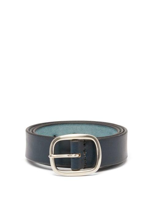 Matchesfashion.com Maximum Henry - Patinated Leather Belt - Mens - Navy