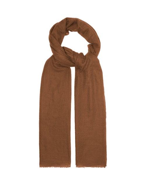 Matchesfashion.com Allude - Raw-edged Cashmere Scarf - Womens - Khaki