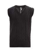 Sunflower - Argyle Open-work Cotton-blend Sweater Vest - Mens - Black
